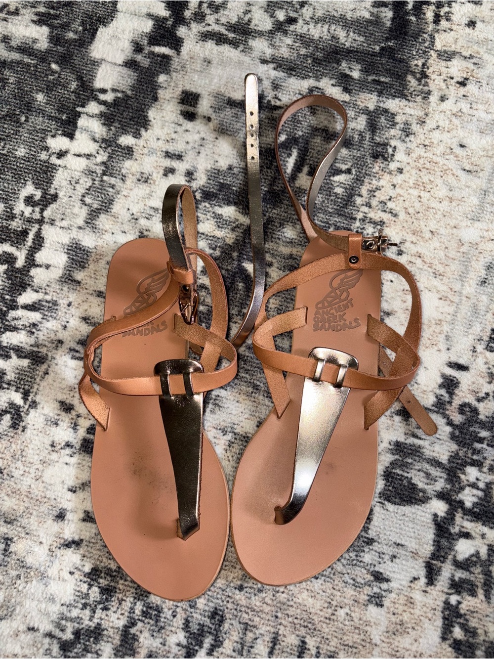 Ancient Greek sandals gold size 38